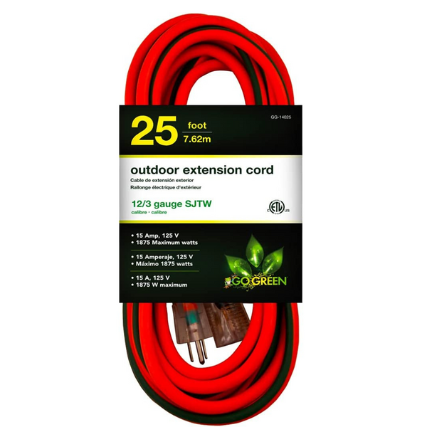 Cable de extensión para exteriores GoGreen Power de 25'