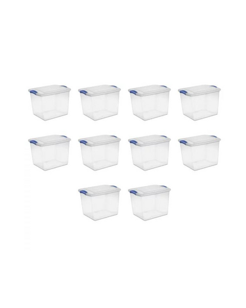 Sterilite 27 Qt. Latch Box Plastic, Stadium Blue, Set of 10