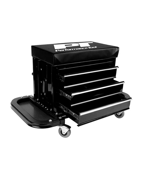 Performance Tool 3-Drawer Rolling Tool Chest Seat With Magnetic Side Trays