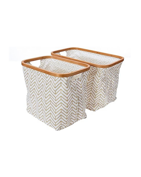 Household Essentials Bamboo Rimmed Krush Large & Small Basket Set