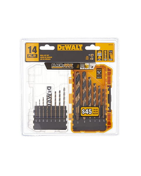 Juego de brocas en negro y dorado DeWALT DWA1184 de 14 piezas