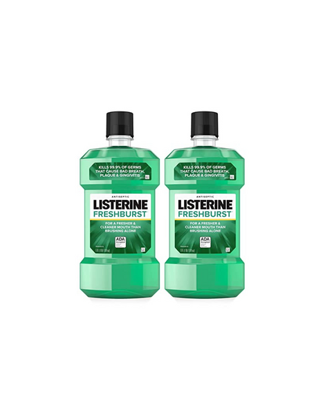 2 botellas de enjuague bucal antiséptico Listerine Freshburst, menta verde (botellas de 1 L)