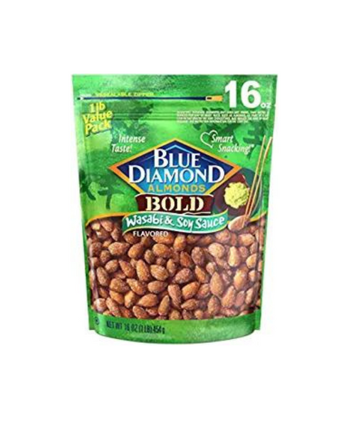 Blue Diamond Almendras Wasabi y salsa de soja con sabor a nueces, bolsa resellable de 16 oz