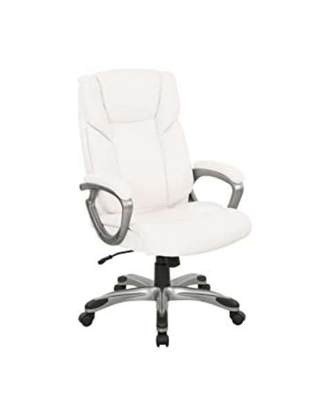 Amazon Basics High-Back Bonded Leather Executive Office Cream Desk Chair