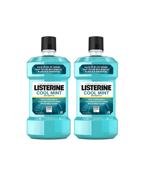 2 botellas de enjuague bucal Listerine, sabor a menta fresca