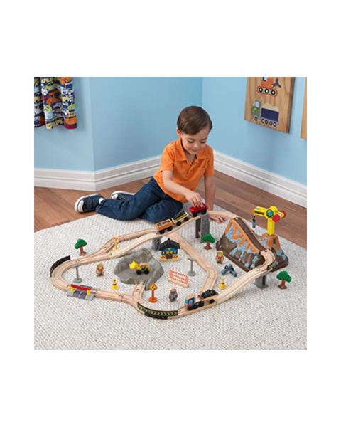 KidKraft Juego de tren de madera para construcción con tapa de cubo