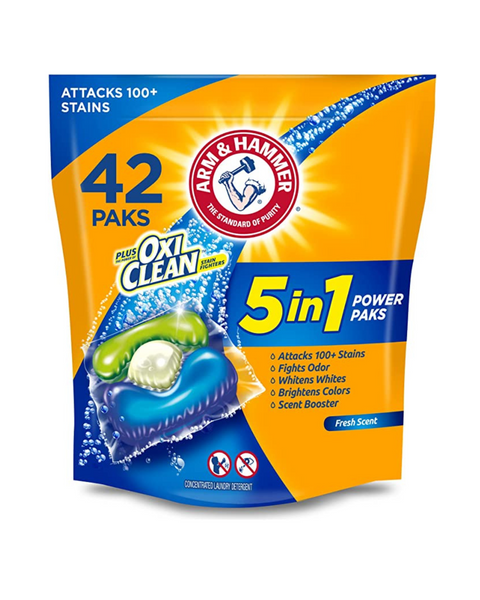 Arm & Hammer Plus OxiClean 5-in-1 Laundry Detergent Power Paks (42 Count)