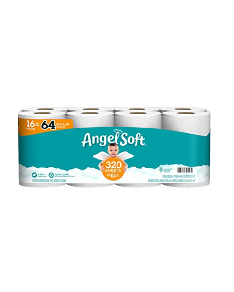 Papel higiénico suave Angel (16 megarollos = 64 rollos regulares)