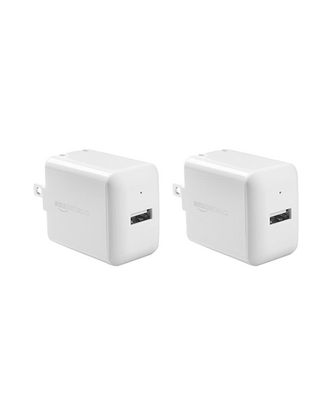 Set Of 2 Amazon Basics 12W One Port USB-A Wall Chargers