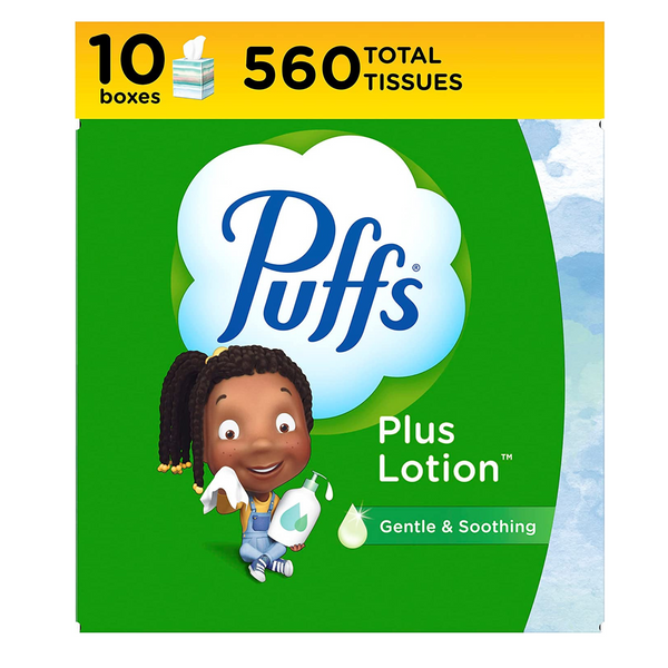 10 Cube Boxes Of Puffs Plus Lotion Facial Tissues