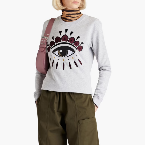 Kenzo Embroidered Melange Cotton-Terry Sweatshirt