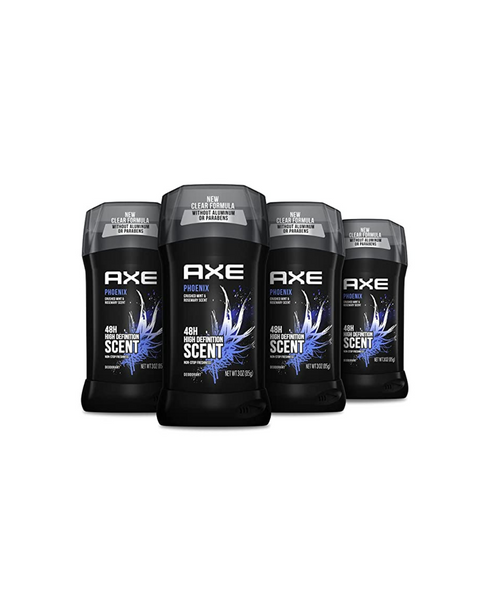 AXE Phoenix Desodorante 48H Protección contra olores Desodorante sin aluminio de menta triturada y romero para hombres, 3 onzas (paquete de 4)