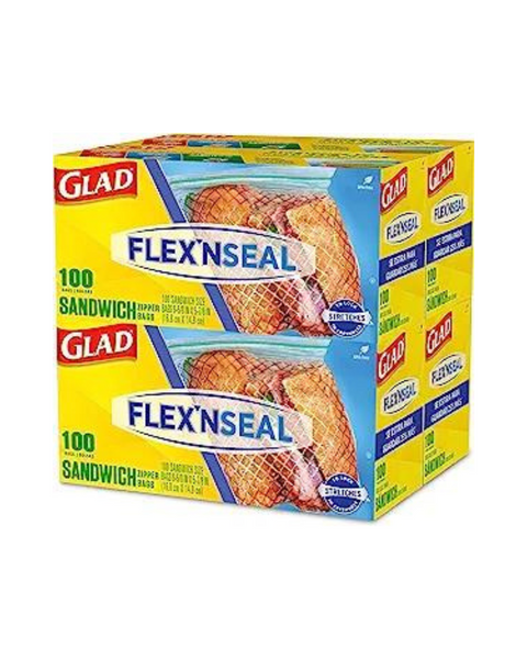 GLAD FLEXN' SEAL Bolsas para sándwiches con cremallera para almacenamiento de alimentos (400 unidades)