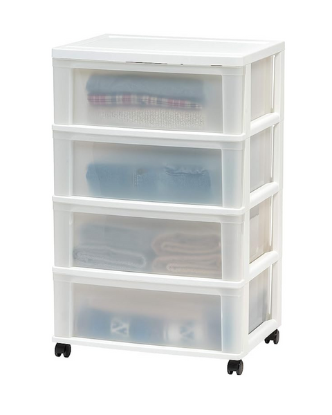 IRIS USA 4 Drawer Wide Storage Drawer Cart With Caster Wheels