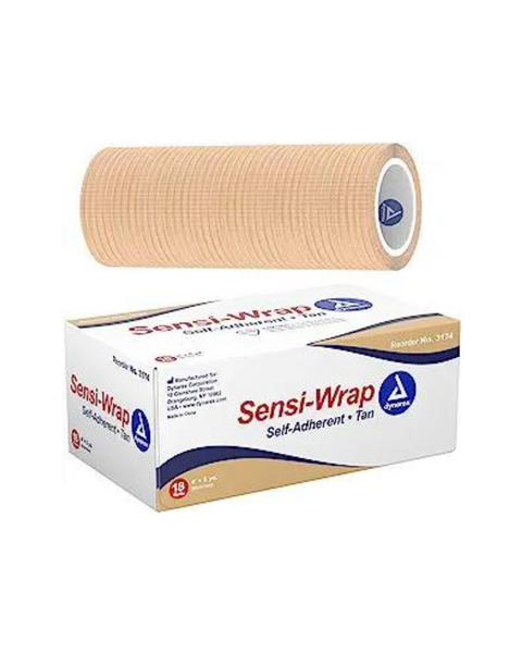 18 Rollos. Venda autoadherente Dynarex YDS Sensi-Wrap de 4 pulgadas x 5 yardas