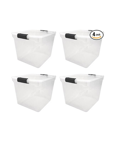 4-Pack 31 Quart Secured Seal Latch Extra Large Single Clear Stackable Storage Container