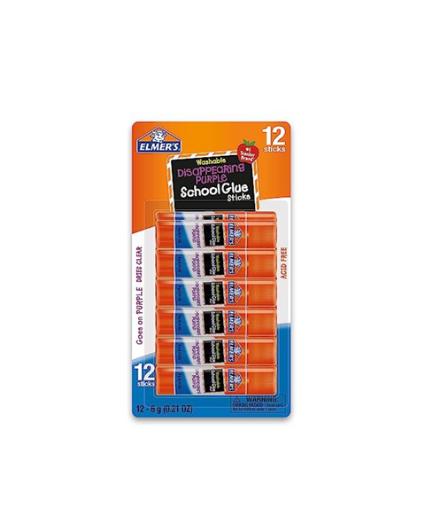 12-Count Elmer's Disappearing Purple School Glue Sticks, Washable