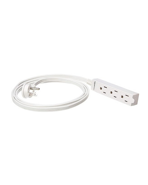 Paquete de 2 regletas de alimentación de 3 tomacorrientes con cable de extensión de 6' para interiores Amazon Basics con enchufe plano (blanco)