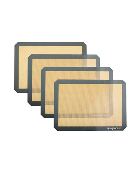 Juego de 4 alfombrillas antiadherentes de silicona para hornear Amazon Basics