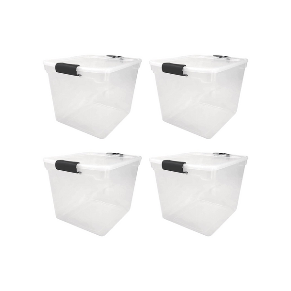 4 Pack Of 31 Quart Secured Seal Latch Extra Large Stackable Storage Containers