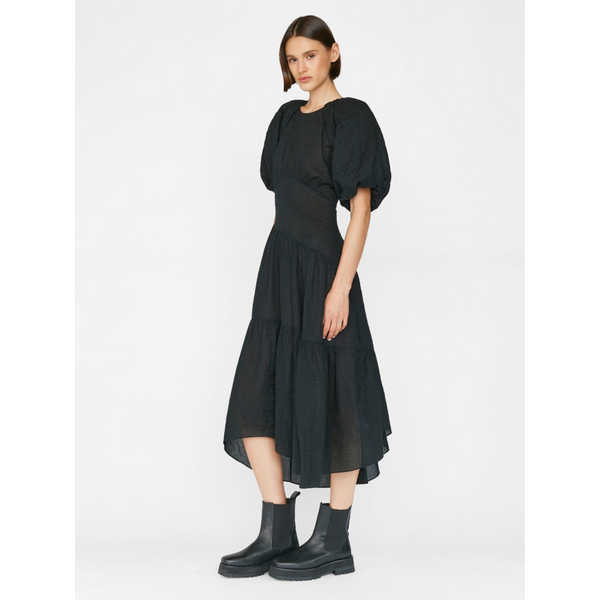 FRAME Gathered Puff Sleeve Dress