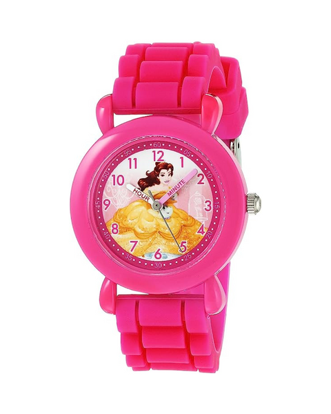 Disney Princess Belle Reloj rosa para niñas Time Teacher