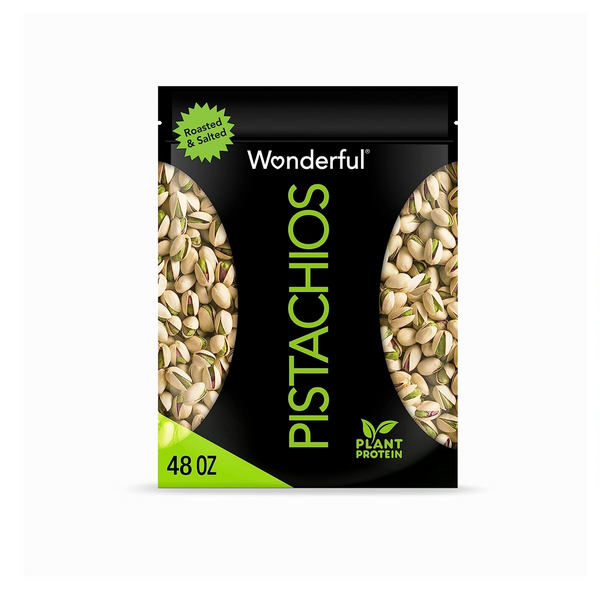 2 Bags of Wonderful Pistachios, In-Shell, Roasted & Salted Nuts (48oz Resealable Bags)