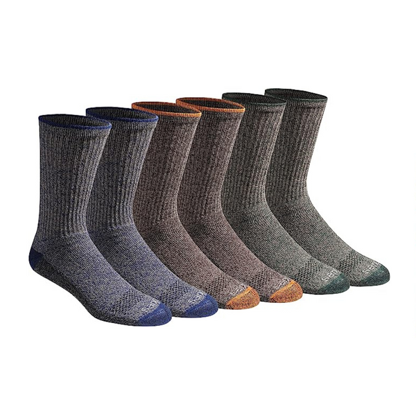 6 Pairs of Dickies Men’s Dri-tech Moisture Control Crew Socks (3 Colors)