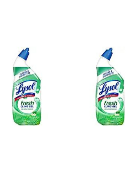 Paquete de 2 24 oz. Limpiador de inodoros Lysol (gel adherente para lluvia forestal)