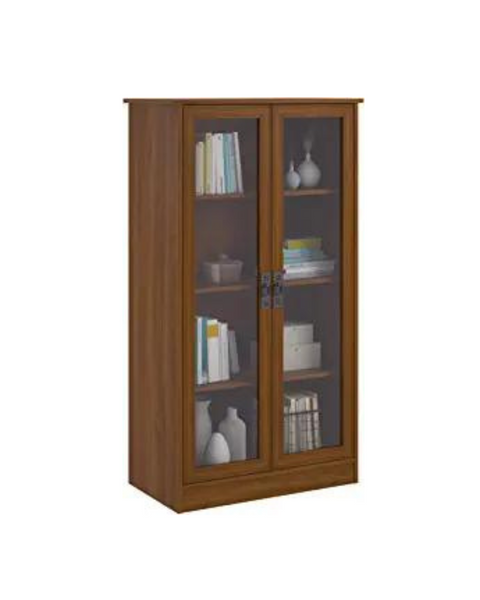 Ameriwood Home Quinton Point Librería de 4 estantes con puertas de vidrio