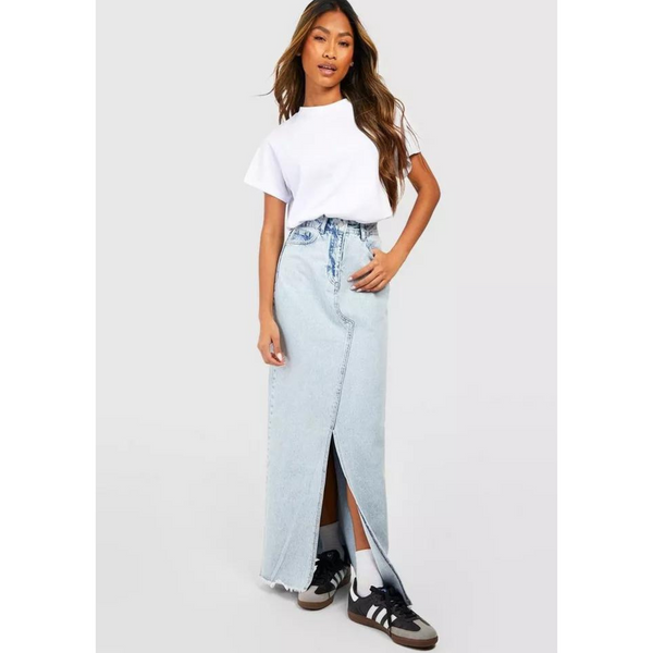 Boohoo Bleached Wash Denim Skirt