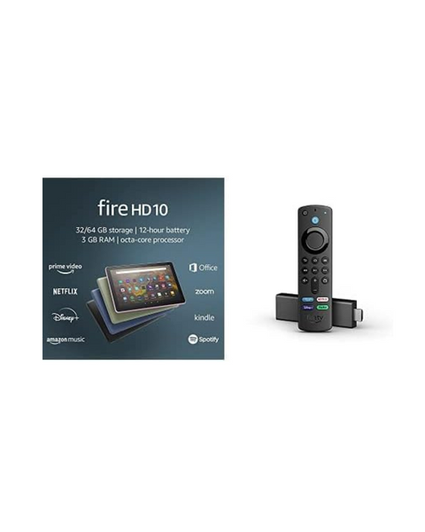 Paquete de entretenimiento 4K para tableta Fire HD 10 de 32 GB + Fire TV Stick