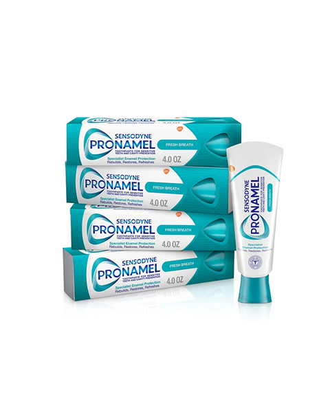 Paquete de 4 pastas dentales sensibles Sensodyne Pronamel de 4 onzas (aliento fresco)