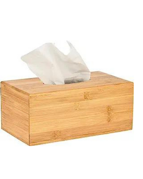 Alpine Industries Wooden Bamboo Rectangular Tissue Box Cover