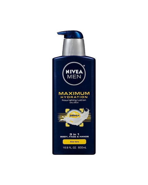 3 botellas de NIVEA MEN Máxima Hidratación Loción Corporal Nutritiva 3 en 1 para Hombres