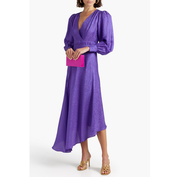 Ronny Kobo wrap-effect satin-jacquard midi dress (3 COLORS)