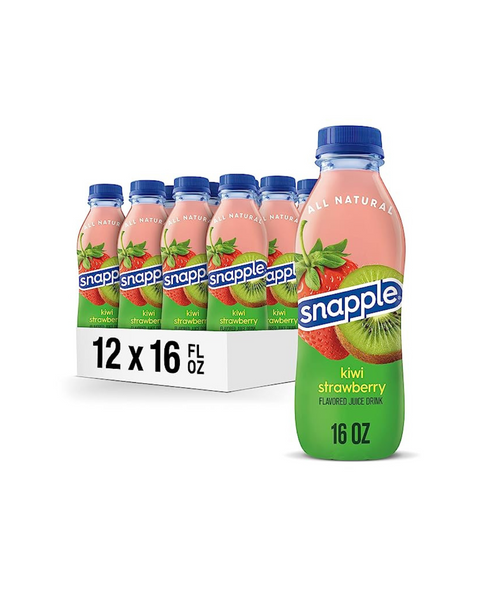 Bebida de jugo de fresa Snapple Kiwi, botellas de 16 onzas líquidas, paquete de 12