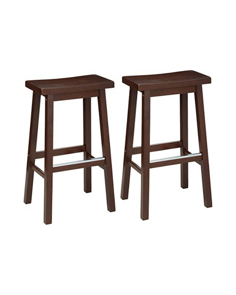 Amazon Basics Solid Wood Saddle-Seat Kitchen Counter Barstools (Set of 2)