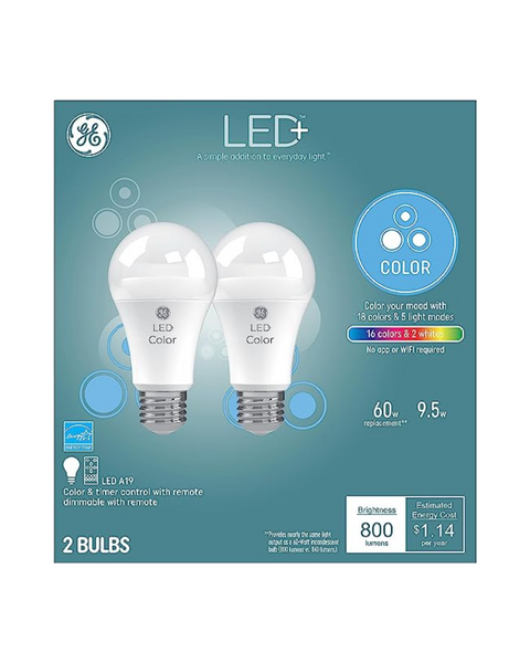 GE Lighting LED+ Color Changing LED Light Bulbs with Remote (2 Pack)