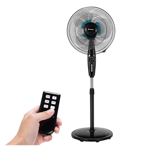 16'' Adjustable Oscillating Pedestal Fan Dual Blades With Remote Control