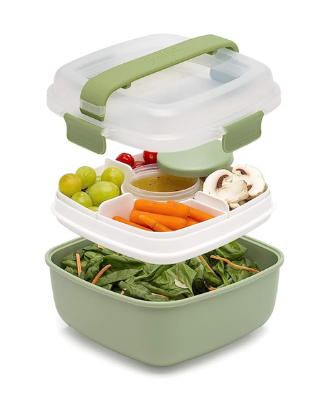 Goodful Stackable Bento Style Lunch Box Container with Removeable Compartments (56-Ounce)