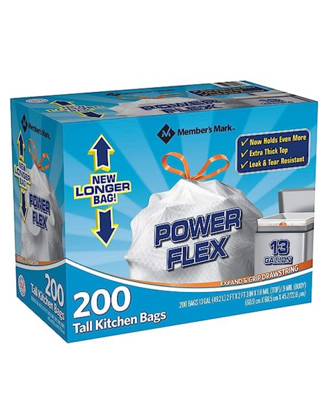 Member's Mark Power Flex Bolsas altas con cordón para cocina (200 unidades)