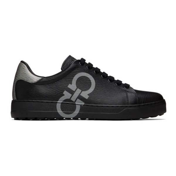 FERRAGAMO Men's Black Gancini Sneakers