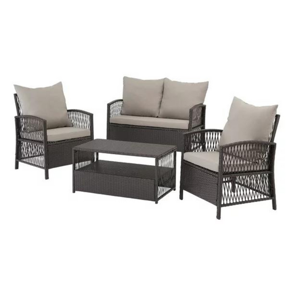 4-Piece Wicker Patio Furniture Conversation Set