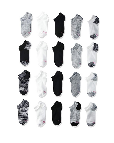 20 Pairs of Hanes Girls’ No Show Socks