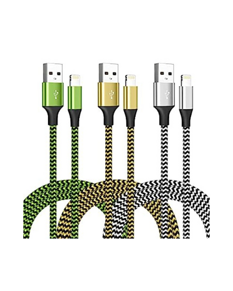 Paquete de 3 cables Lightning trenzados para iPhone con certificación MFi de 6 pies