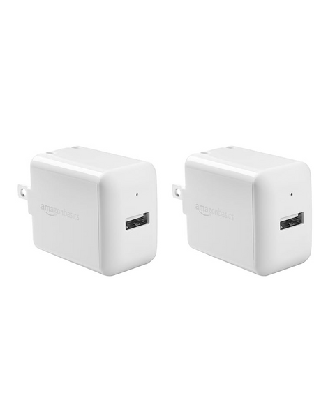 Amazon Basics 12W One Port USB-A Wall Chargers (2-Pack)