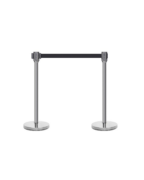 AmazonCommercial Stainless Steel 6.5 Ft Retractable Belt Stanchions (Pack of 2)