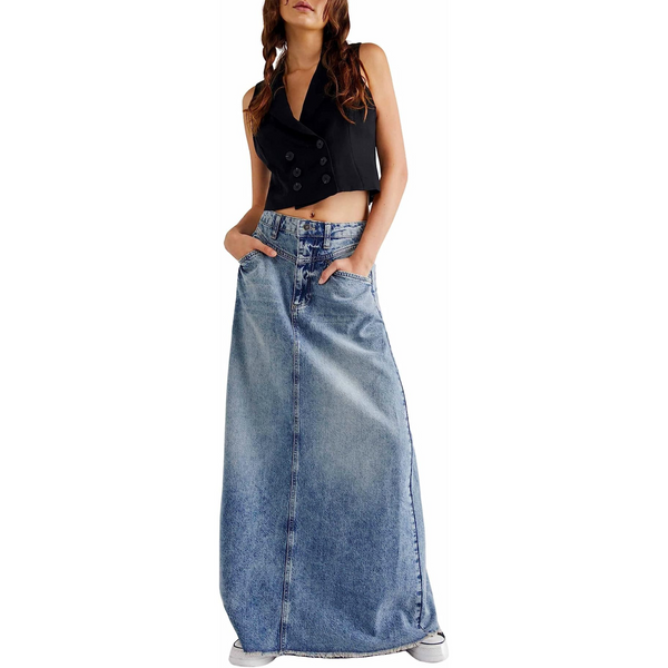 Free People Denim Maxi Skirt