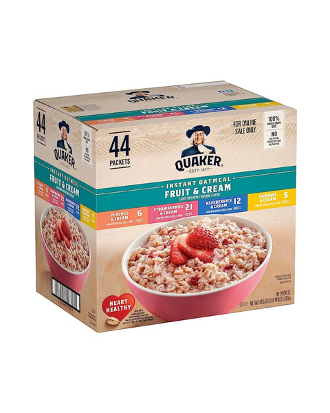 Paquete variado de 44 paquetes de avena instantánea Quaker, frutas y crema (OU-Dairy)